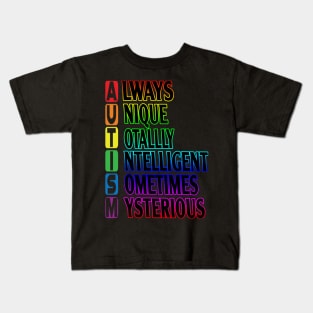 Autism Awareness T-ShirtAutism Abbreviation - Always Unique Totally Intelligent Kids T-Shirt